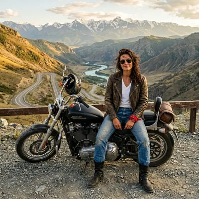 Она и Harley Route Чуйский тракт